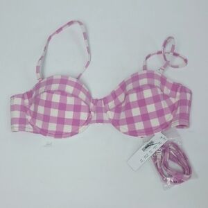 NEW J. CREW Demi Underwire Bikini Top Gingham Size 34C